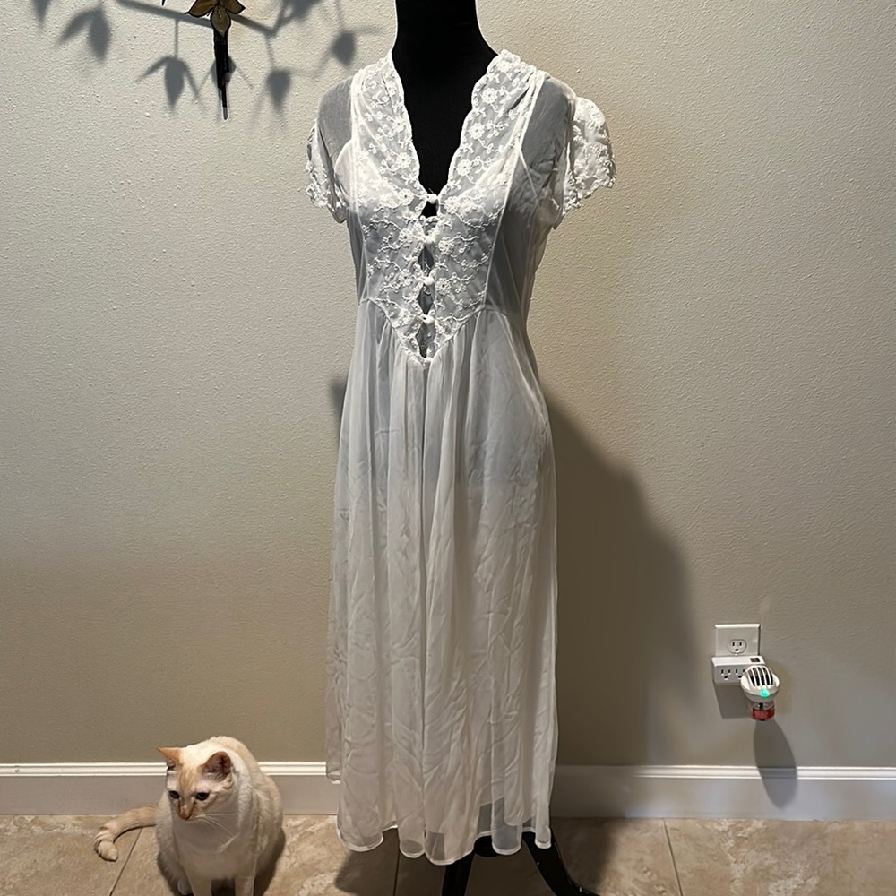Vintage sheer Gilead robe and gown.